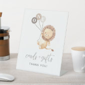 3茶色の風船カード付きライオンのギフトサイン 台座サイン (インサイチュ)