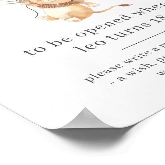 3茶色の風船タイムカプセル付きライオン ポスター (角)