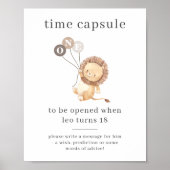 3茶色の風船タイムカプセル付きライオン ポスター (正面)