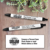 3行の文字付き会社名とロゴ 黒ボールペン