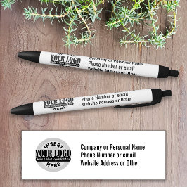 3行の文字付き会社名とロゴ 黒ボールペン