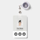 3複数のロゴ従業員の写真、バーコード、名前 バッジ (Front with Retractable)