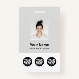 3複数のロゴ従業員の写真、バーコード、名前 バッジ