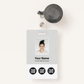 3複数のロゴ従業員の写真、バーコード、名前 バッジ (正面リトラクタブル付き)