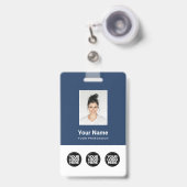 3複数のロゴ従業員写真、バーコード、名前 バッジ (伸縮クリップ付き付き表面)