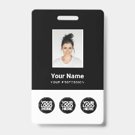 3複数のロゴ(従業員写真、バーコード、氏名B) バッジ