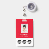 3複数のロゴ(従業員写真、バーコード、氏名B) バッジ (Front with Retractable)