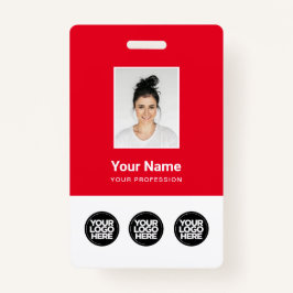 3複数のロゴ(従業員写真、バーコード、氏名B) バッジ