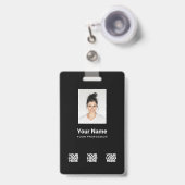 3複数のロゴ(従業員写真、バーコード、氏名B) バッジ (正面（伸縮クリップ）)