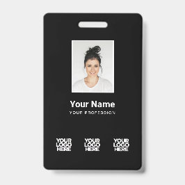 3複数のロゴ(従業員写真、バーコード、氏名B) バッジ