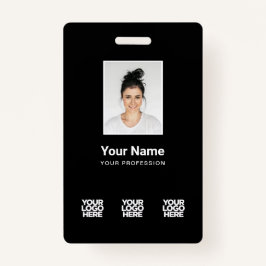 3複数のロゴ(従業員写真、バーコード、氏名B) バッジ