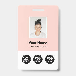 3複数のロゴ(従業員写真、バーコード、氏名B) バッジ