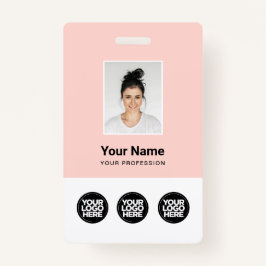 3複数のロゴ(従業員写真、バーコード、氏名B) バッジ