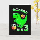 3誕生日キッズ恐竜 カード (黄色い花)