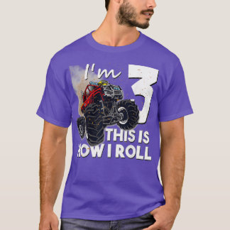 3誕生日少年モンスタートラック3歳ギフト Tシャツ