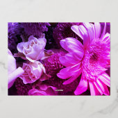 3誕生祝いピンクパープルフローラ 箔招待状 (裏面)