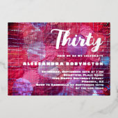 3誕生祝いピンク赤紫ブライト 箔招待状 (正面)