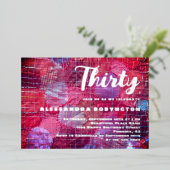 3誕生祝いピンク赤紫ブライト 箔招待状 (立ち正面)
