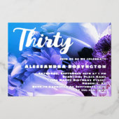 3誕生祝いフローラブルー 箔招待状 (正面)