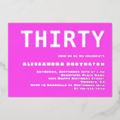 3誕生祝いホットピンクミニマル 箔招待状 (正面)