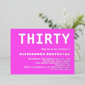 3誕生祝いホットピンクミニマル 箔招待状 (立ち正面)