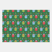 3調整クリスマスツリー雪だるま星 ラッピングペーパーシート (正面3)