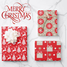 3調整レッドタンクリスマスツリートナカイ ラッピングペーパーシート