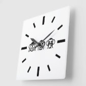 3賢いサルの絵文字 スクエア壁時計 (傾斜)