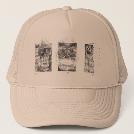 3賢いサル中国のの新年の〔占星術の〕十二宮図帽子 キャップ (正面)