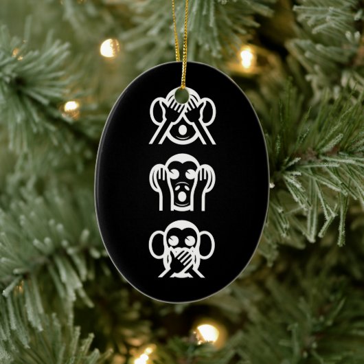 3賢いサル絵文字スモールクリスマスストッキング セラミックオーナメント (ツリー)