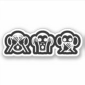 3賢いサル絵文字 シール (正面)