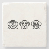 3賢いサル絵文字 ストーンコースター (正面)