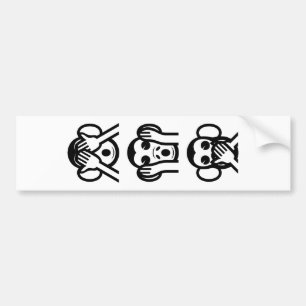 3賢いサル絵文字 バンパーステッカー