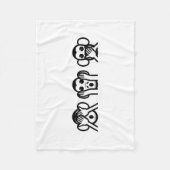 3賢いサル絵文字 フリースブランケット (正面)