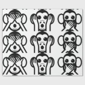 3賢いサル絵文字 ラッピングペーパー (フラット)