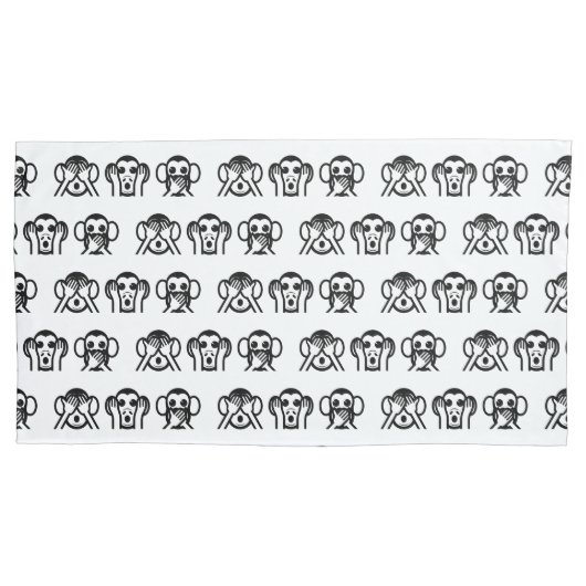 3賢いサル絵文字 枕カバー (正面左)