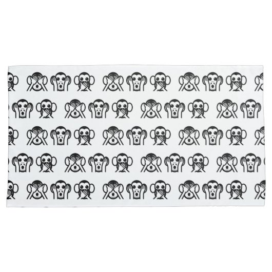 3賢いサル絵文字 枕カバー (正面右)