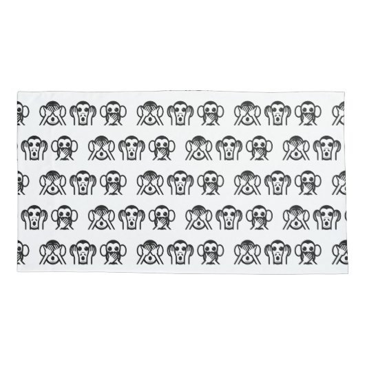 3賢いサル絵文字 枕カバー (裏面-左)