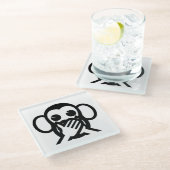 3賢さる岩猿言わざる悪話絵文字NO ガラスコースター (アングル)