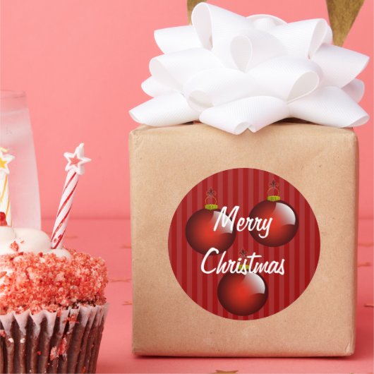 3赤オーナメントシール ラウンドシール (パーティー)