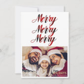 3赤メリーバッファロープレイドホリデイフォトカード 招待状 (正面)