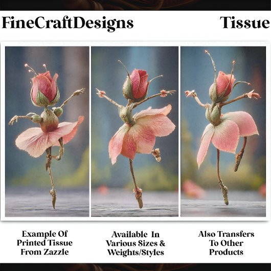 3赤面ピンクローズフェアリーBallerinas DJ8L Decompage 薄葉紙