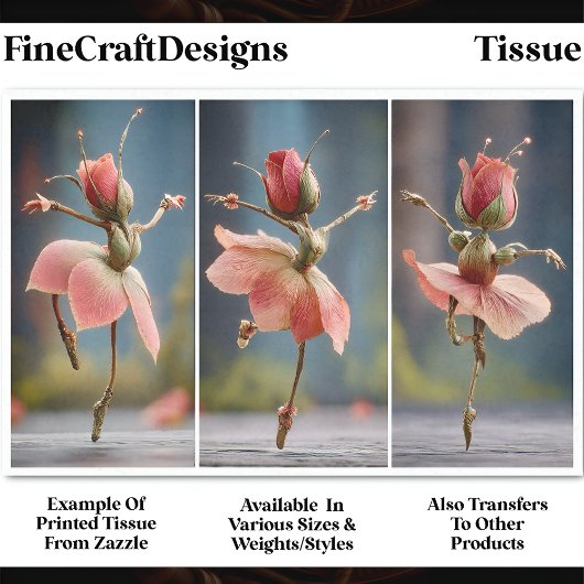 3赤面ピンクローズフェアリーBallerinas DJ8R Decompage 薄葉紙