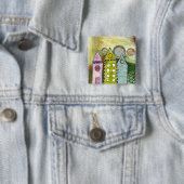 「3軒の家」の超現実的なボタン 缶バッジ (インサイチュ)