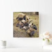 3遊ぶパンダのカブスの柱時計 スクエア壁時計 (ホーム)