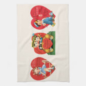 3違うかわいいヴィンテージバレンタインデーハート キッチンタオル (縦)
