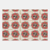 3違うクパーソナライズされたリスマス写真デザイン ラッピングペーパーシート (正面)