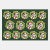 3違うクパーソナライズされたリスマス写真デザイン ラッピングペーパーシート (正面3)