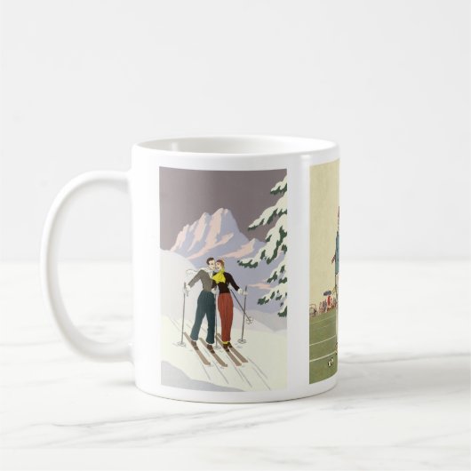 3違うヴィンテージアールデコロマンチックな新婚 コーヒーマグカップ (左)