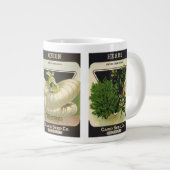 3違うヴィンテージシードパケットラベルデザイン ジャンボコーヒーマグカップ (正面右)